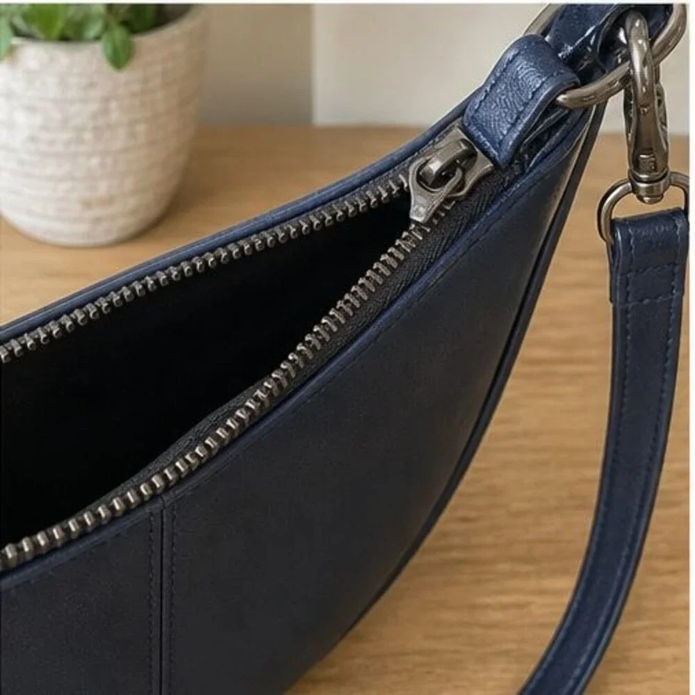 Navy Faux Leather Bag